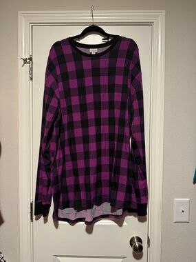 LuLaRoe Purple and Black Plaid Top